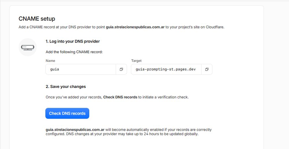 Datos del registro CNAME
