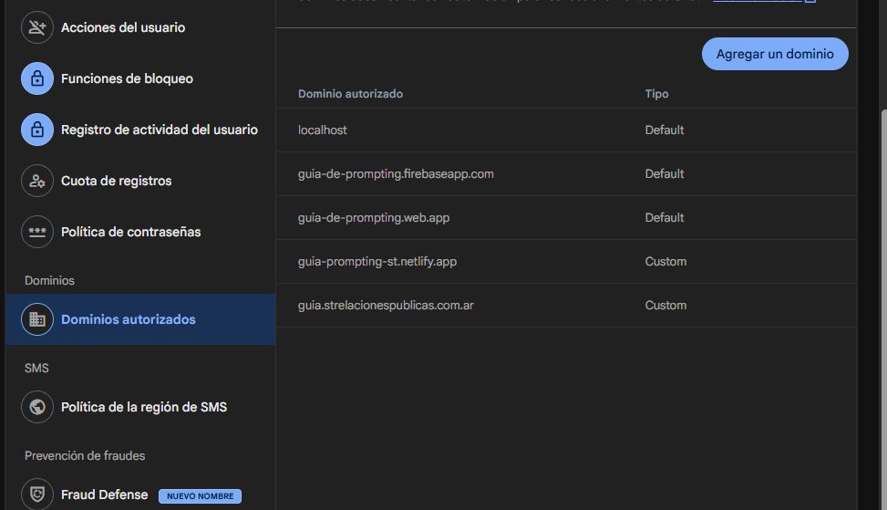 Lista de dominios autorizados en Firebase